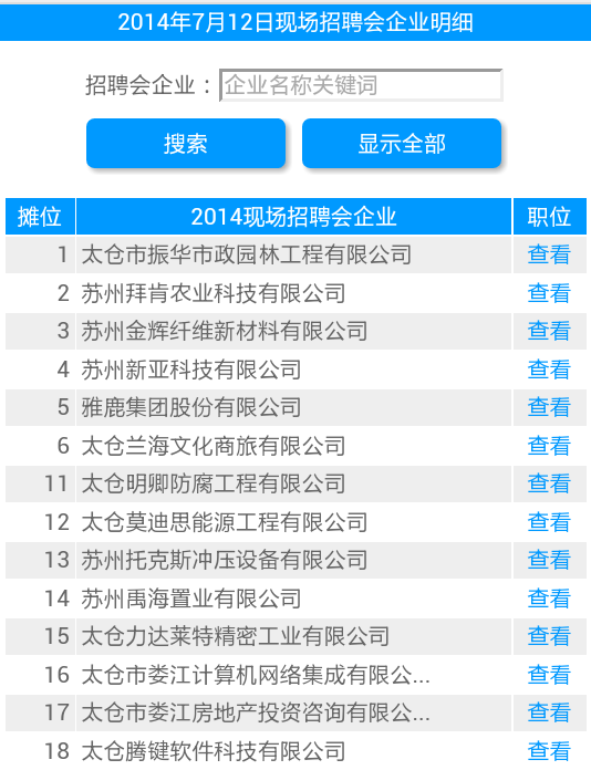 7月12日招聘会企业和职位信息早知道